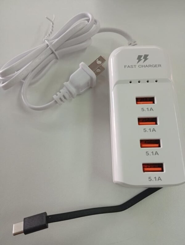 Regleta 4 puertos USB + cable tipo C