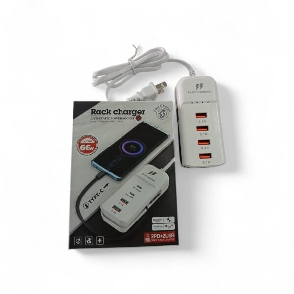 Regleta 4 puertos USB + cable tipo C