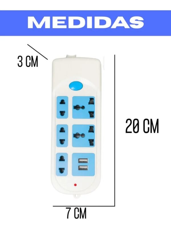 Regleta eléctrica 5 puertos + 2 USB