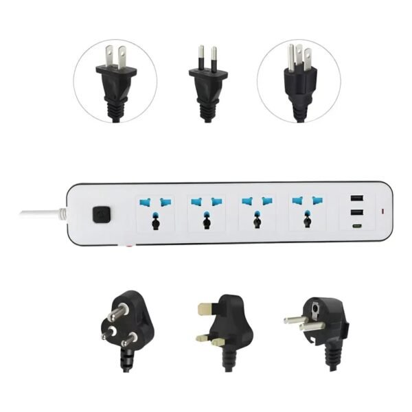 Regleta eléctrica de 4 puertos + 2 USB y 1 tipo-C