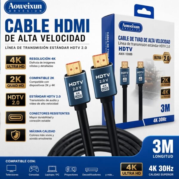 Cable HDMI 3m Cable HDMI - HDMI de 3m/ 4K