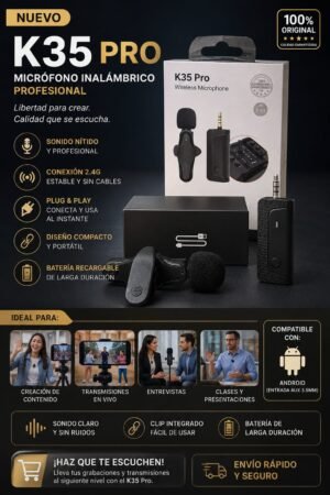 Micrófono inalámbrico recargable auxiliar K35 Pro