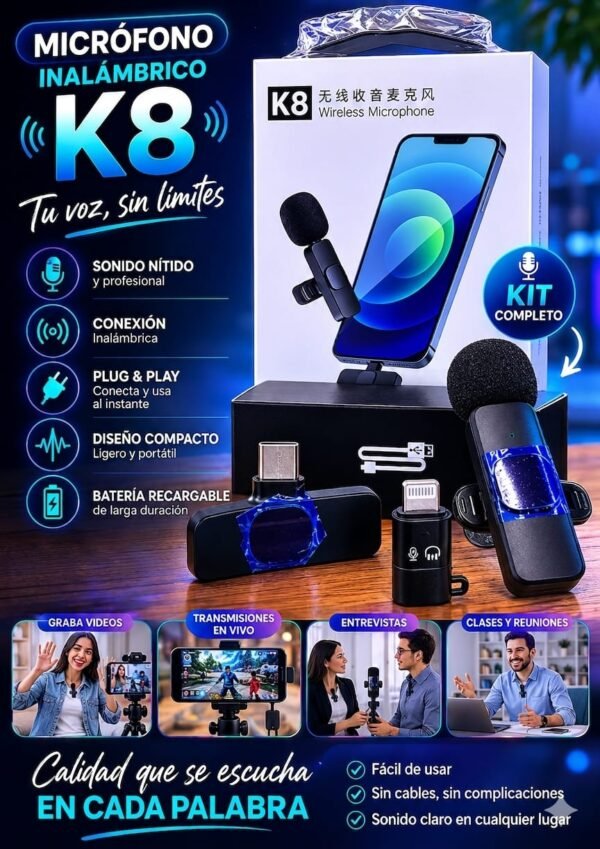 Microfono para iphone Micrófono inalámbrico iPhone K8