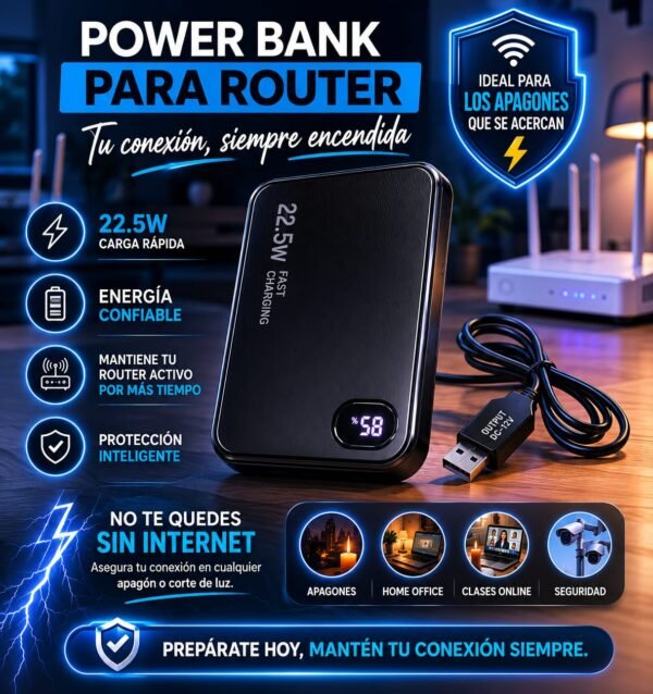 Batería para Router + cable USB a DC