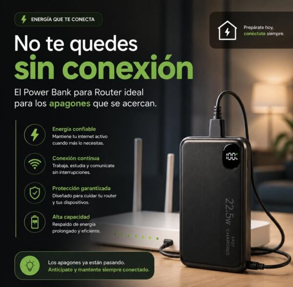 Batería para Router + cable USB a DC