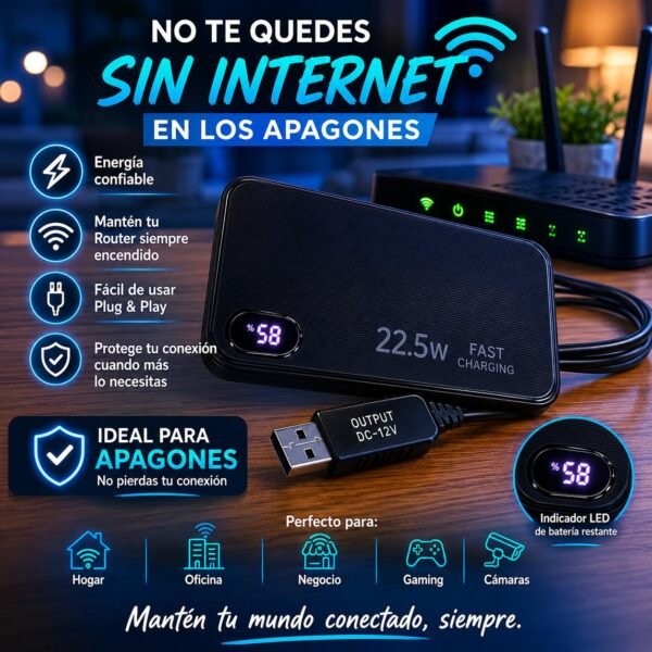 Batería para Router + cable USB a DC