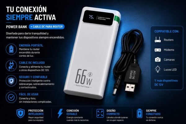 Batería para Router + cable USB a DC