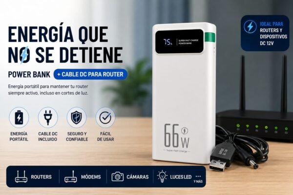 Batería para Router + cable USB a DC