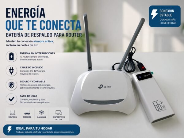Batería para Router + cable USB a DC