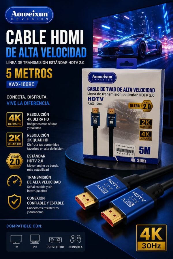 Cable HDMI 5 metros Cable HDMI - HDMI de 5m/ 4K
