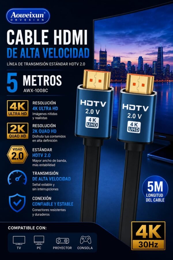 Cable HDMI 5 metros Cable HDMI - HDMI de 5m/ 4K