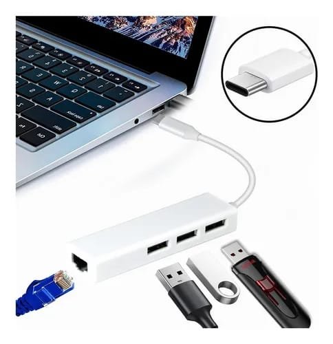 Adaptador tipo c a rj45 Adaptador de red tipo C a RJ45 + 3 USB