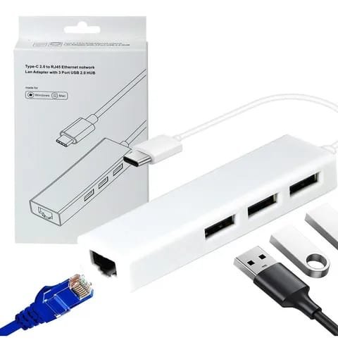 Adaptador tipo c a rj45 Adaptador de red tipo C a RJ45 + 3 USB