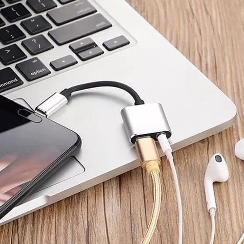 Adaptador Tipo C a audífonos y carga Adaptador Tipo C a audífonos y carga