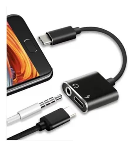 Adaptador Tipo C a audífonos y carga Adaptador Tipo C a audífonos y carga