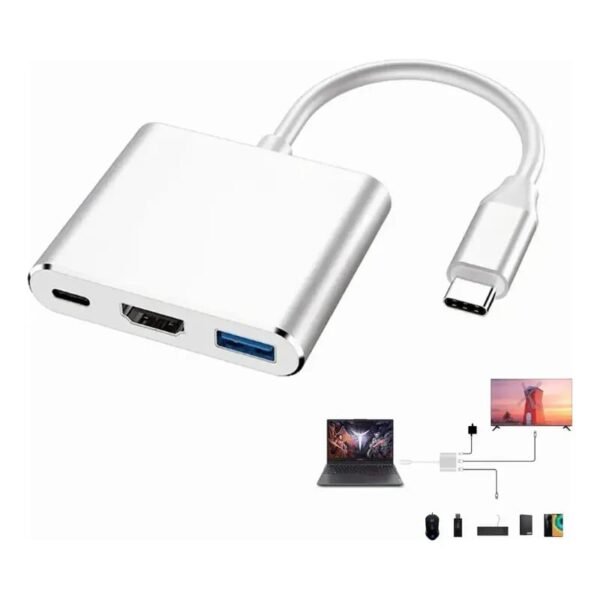 Adaptador tipo C a USB - HDMI - TIPO C 3 EN 1