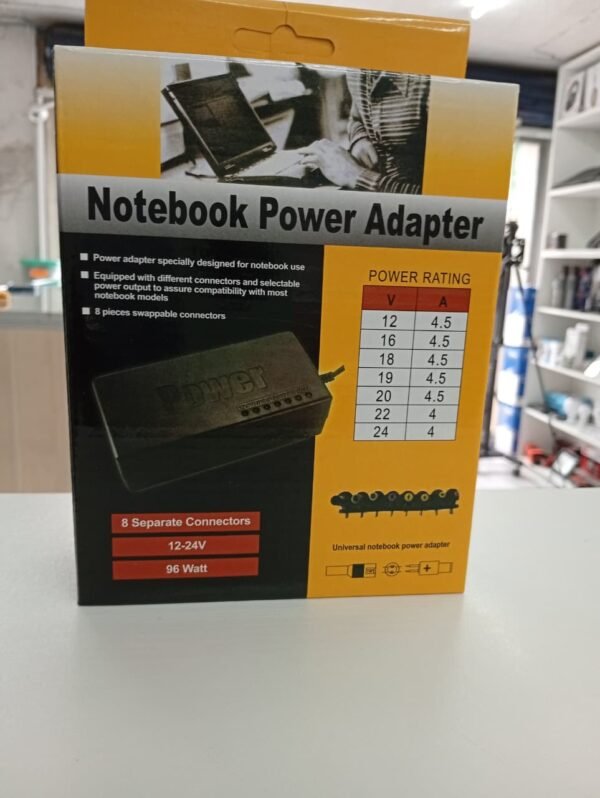 Adaptador de corriente universal para laptop 96W (12V–24V)